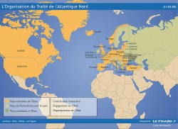 Pays membres de l'OTAN, en 2009 (Source : Le figaro)