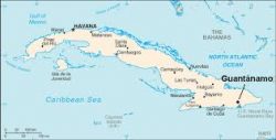 Localisation de la prison de la baie de Guantánamo sur l'île de Cuba