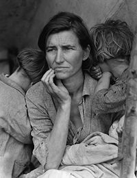 Mère migrante (Migrant Mother), par Dorothea Lange, 1936. L'un des symboles de la Grande Dépression