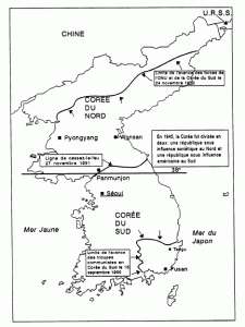 Evolution des positions des belligérants lors de la guerre de Corée