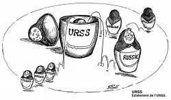 Caricature représentant la dislocation de l'URSS