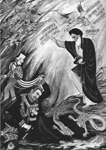 La révolution iranienne, illustrée par le duel entre le Shah et l'ayatollah Khomeini