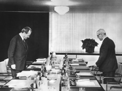 Rencontre entre Willy Brandt (RFA) et Willi Stoph (RDA) à Erfurt, le 19 mars 1970. 