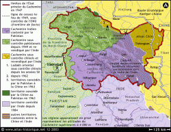 La situation du Cachemire avec les différentes réclamations des pays frontaliers 