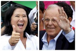 A combination file photo shows Peru's presidential candidates (L-R) Keiko Fujimori after voting and Pedro Pablo Kuczynski arriving to vote, during the presidential election in Lima, Peru, in these April 10, 2016 file photos.  REUTERS/Mariana Bazo (L) and Guadalupe Pardo/Files
