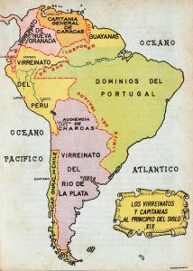 Carte des frontières sud-américaines au début du XIXe siècle. Source : Gustavo Pons Muzzo (1962), Las fronteras del Perú : estudio histórico