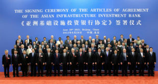 Photo officiel signature du traité sur l'Asian Infrastructure Investment Bank