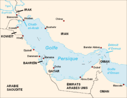 Carte du Golfe Persique, avec Téhéran