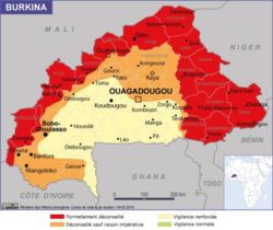 Une carte du risque sécuritaire au Burkina Faso