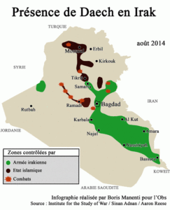 Présence de Daech en Irak en août 2014
