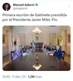 Première réunion du gouvernement de Javier Milei
