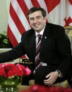Mikhail Saakachvili en 2005, président de la Géorgie