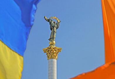 Monument de l'indépendance sur la place Maïdan à Kiev lors de la révolution orange en Ukraine.