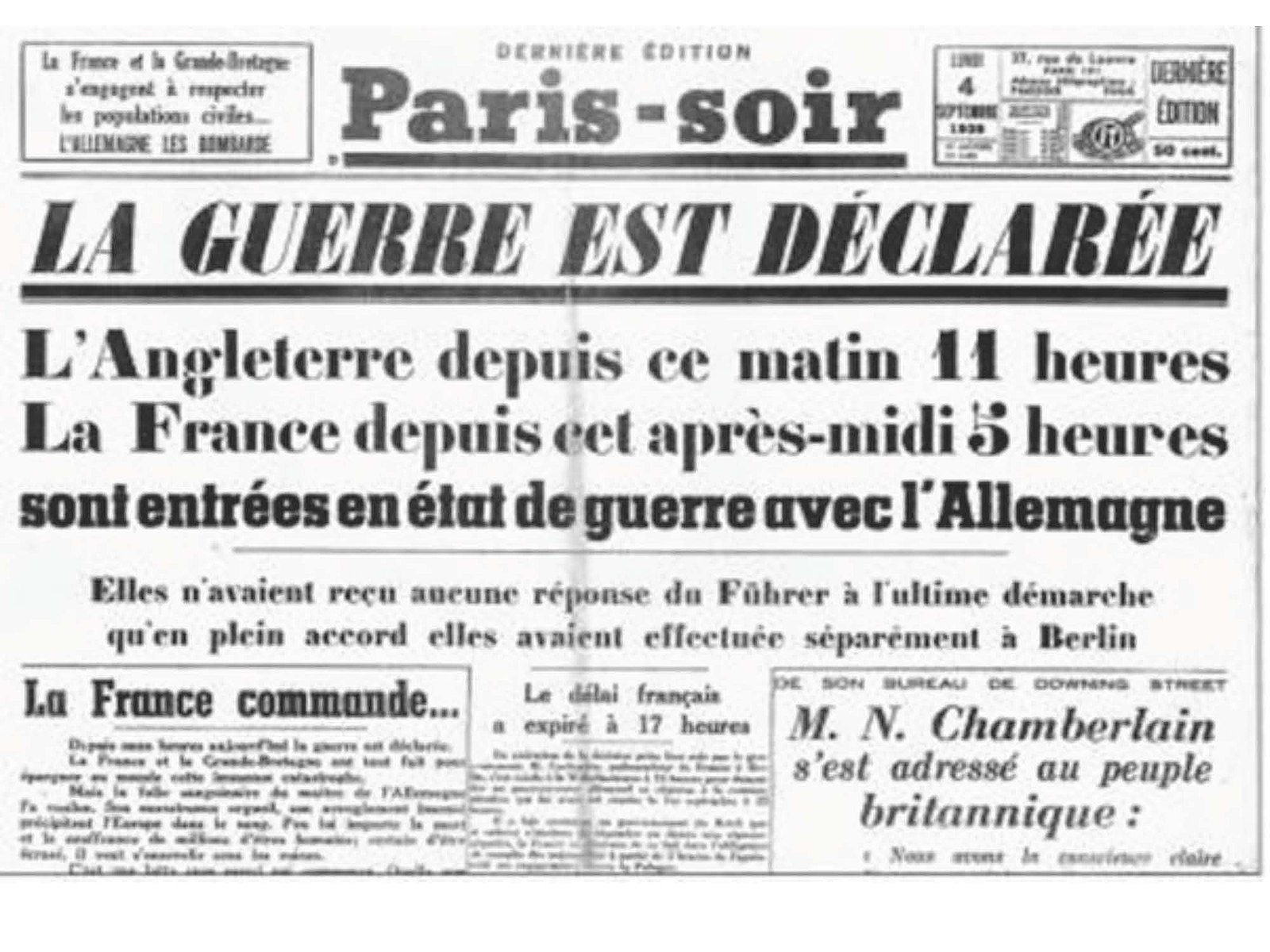 Déclaration française d'entrée en guerre, Paris-soir