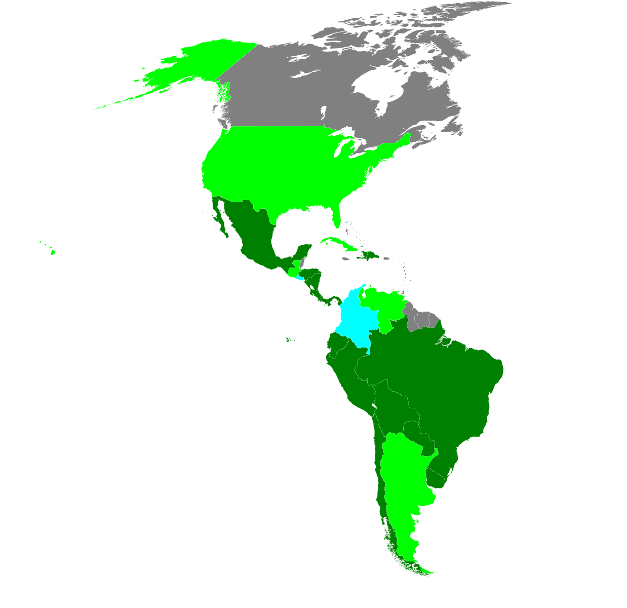 États signataires et membres du Pacte de Bogotá qui a été signé le 30 avril 1948