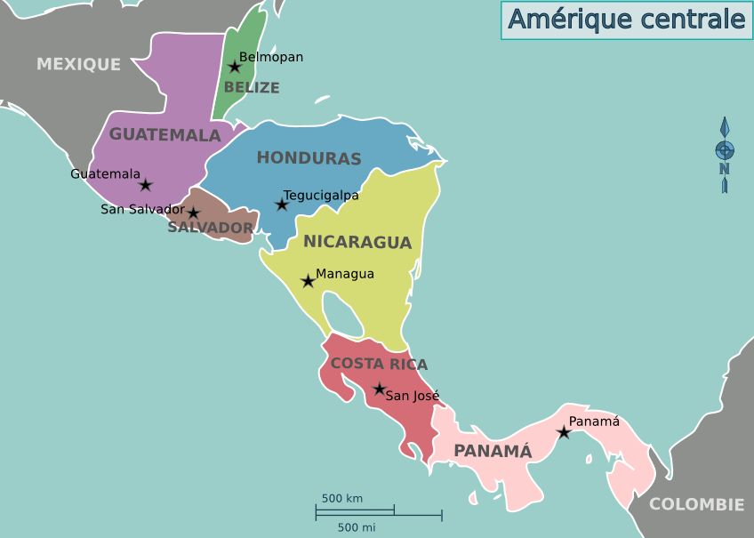 Carte de l'Amérique Centrale. ©Wikimedia Commons
