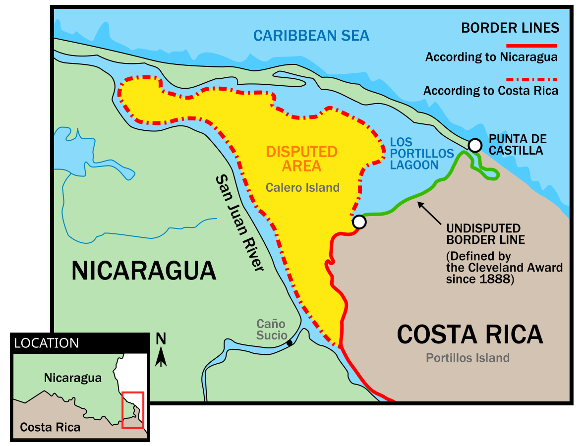 Les frontières de la rivière San Juan disputées entre le Nicaragua et le Costa Rica. ©Wikipedia Commons