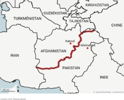 Carte représentant la frontière entre l'Afghanistan et le Pakistan
